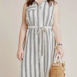 Maeve by Anthropologie Esther Striped Trench-Style Sleeveless Dress | Size 0
